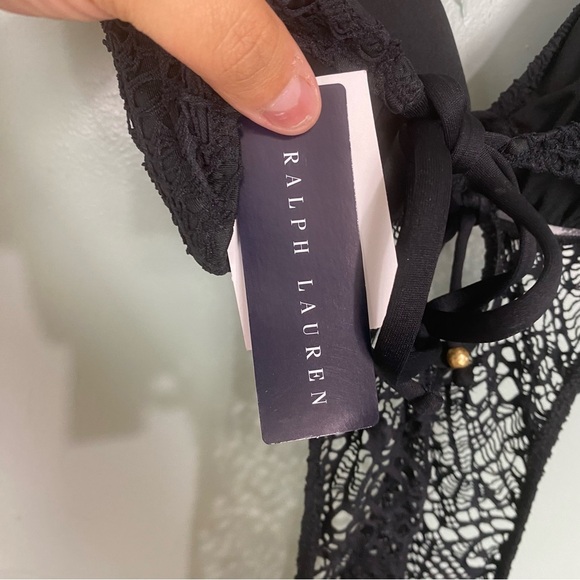 Ralph Lauren Blue Label Black Crochet Lace One Piece Swimsuit Swim Bikini Beach - Picture 4 of 5